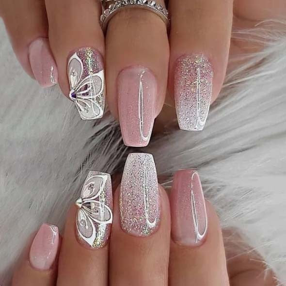 1Kit Gradient Ramp Purple Nail Tips Long Square Ballerina Luxury Nail Decoration With Rhinestones Home DIY Press On Coffin Nails