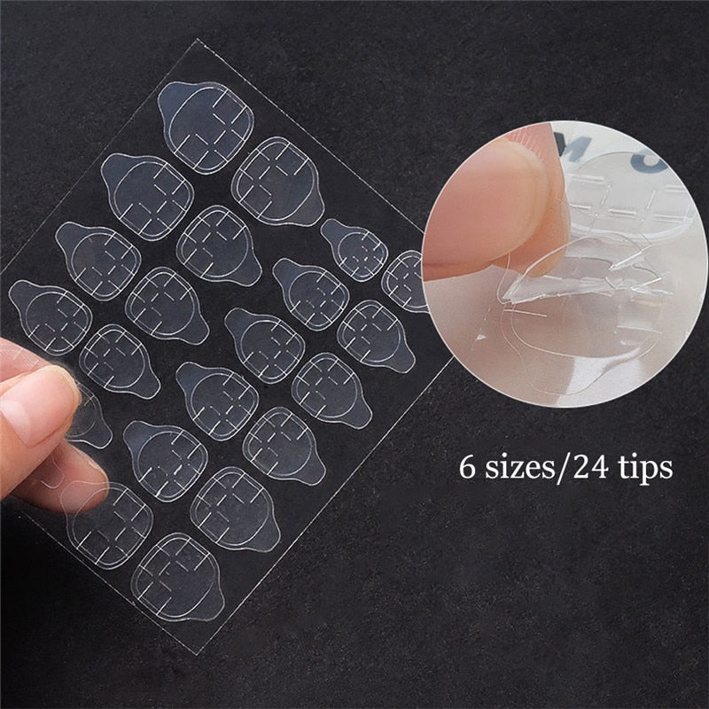 24Pcs Long Love Bow Design French Style Fake Nails Cute Flowers Blue Flame Detachable Press on False Nail Tips Manicure Nail Art