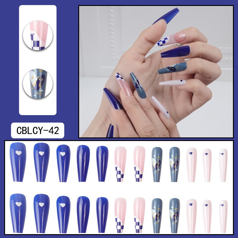 24pcs/Box Charming Pink Flame Short Ballet Wearable Fake Nails press on Square Head Full Cover Detachable Finished Fingernails