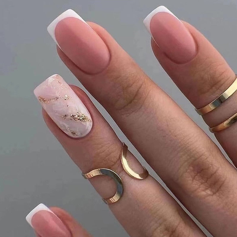 24pcs Silver glitter artificial fake nails with glue sweet cool y2k false nails with designs removeable french press on nails