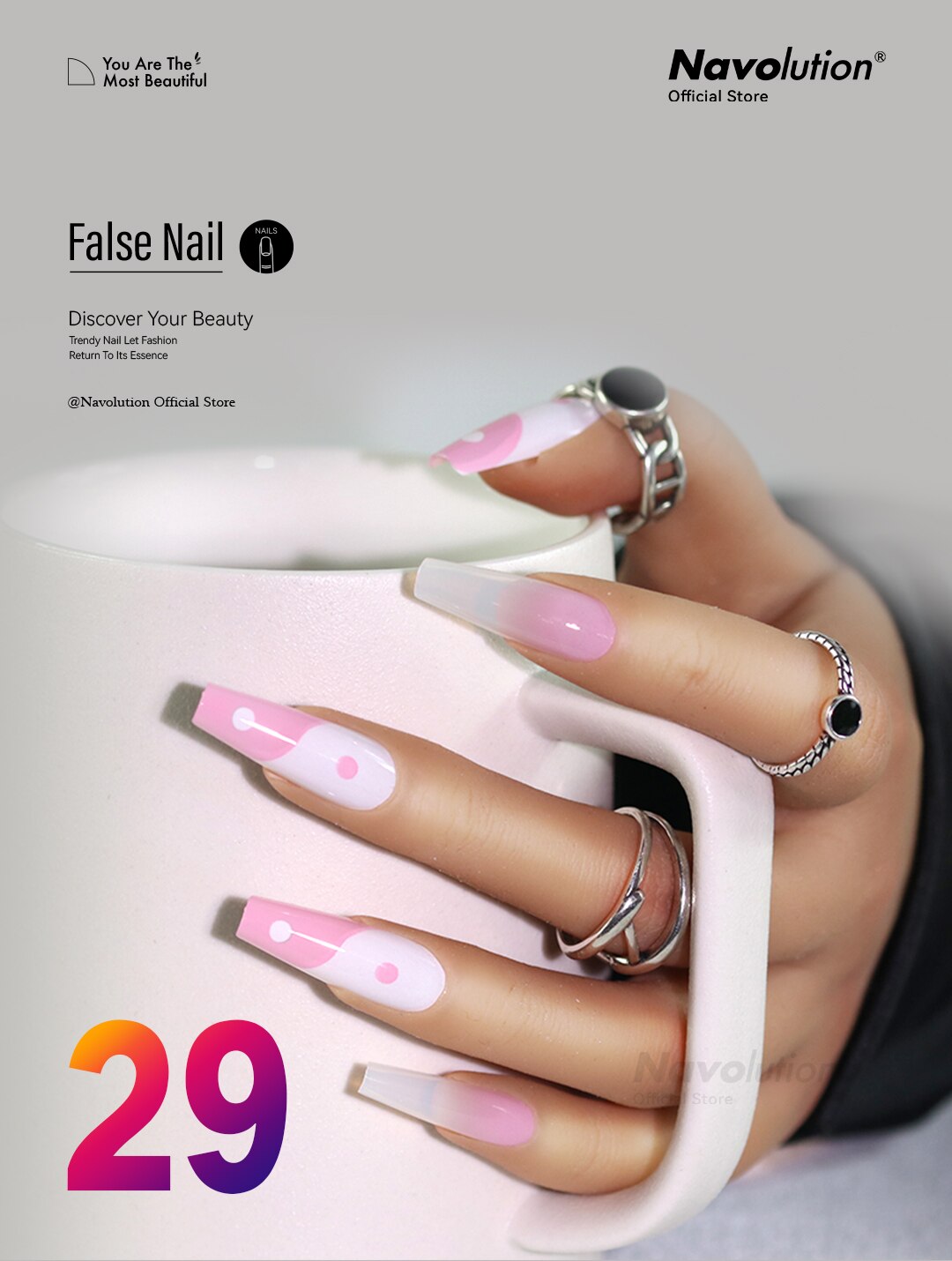 Navolution 24Pcs/Set DIY Manicure Wearable Fake Nails press on Detachable Finished Fingernails Ballet Square Head Almond Short