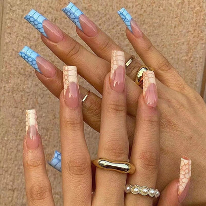 1Kit Gradient Ramp Purple Nail Tips Long Square Ballerina Luxury Nail Decoration With Rhinestones Home DIY Press On Coffin Nails