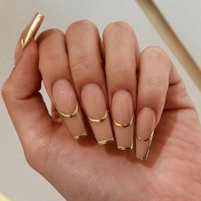 2024 Gradient Fake Nails Press on Nail Diamond Cross Art Long Tips False Forms with Glue Stick Stickers Reusable Set