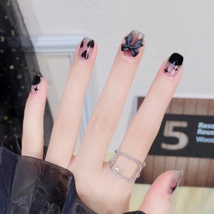 2024 Gradient Fake Nails Press on Nail Diamond Cross Art Long Tips False Forms with Glue Stick Stickers Reusable Set