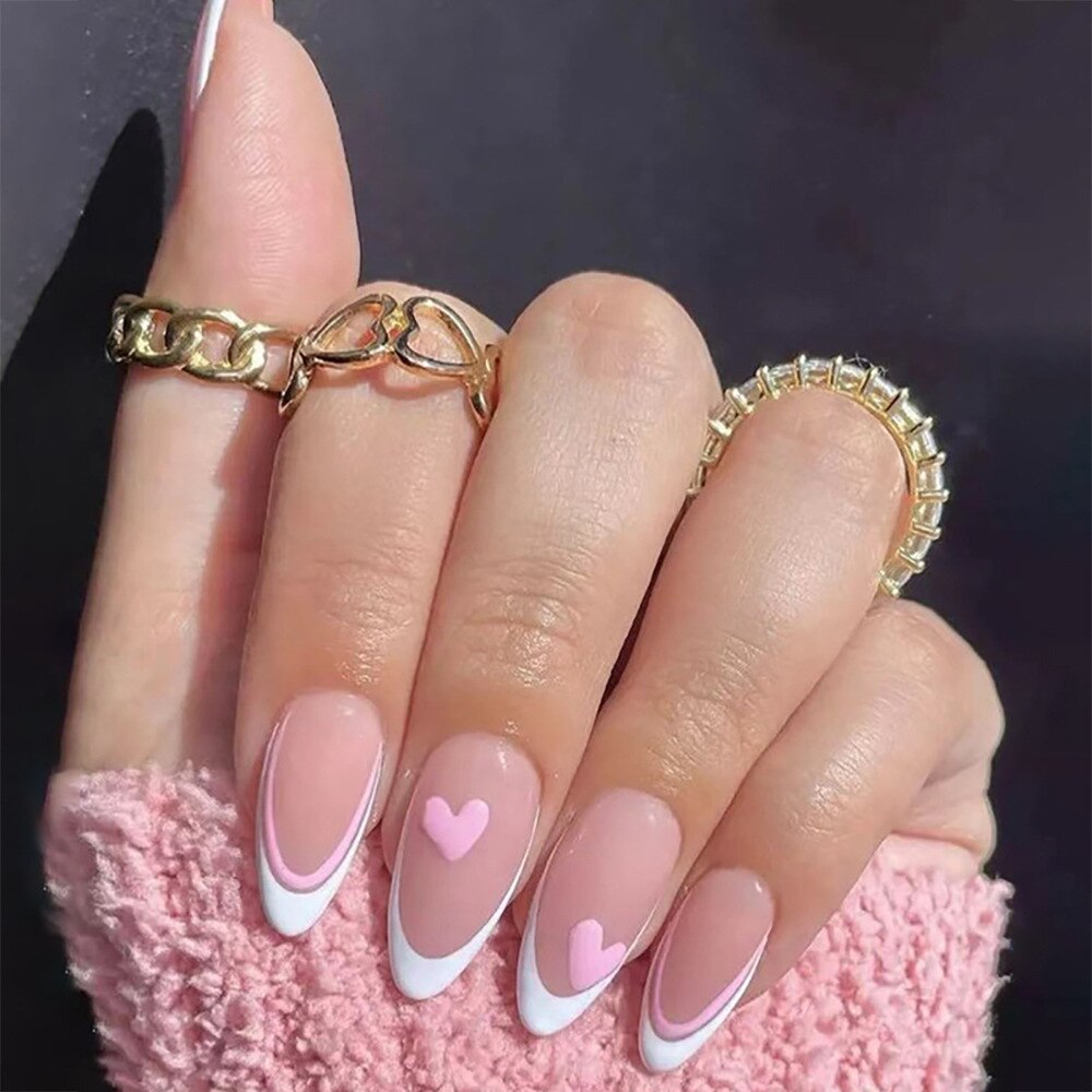 2024 Gradient Fake Nails Press on Nail Diamond Cross Art Long Tips False Forms with Glue Stick Stickers Reusable Set