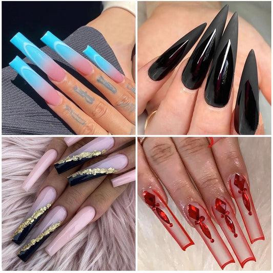 240pcs Long Half Extra False Nail XXXL Full Cover Nail Tips Transparent Press on Acrylic Salon Supply False Nails Nail Art Tool