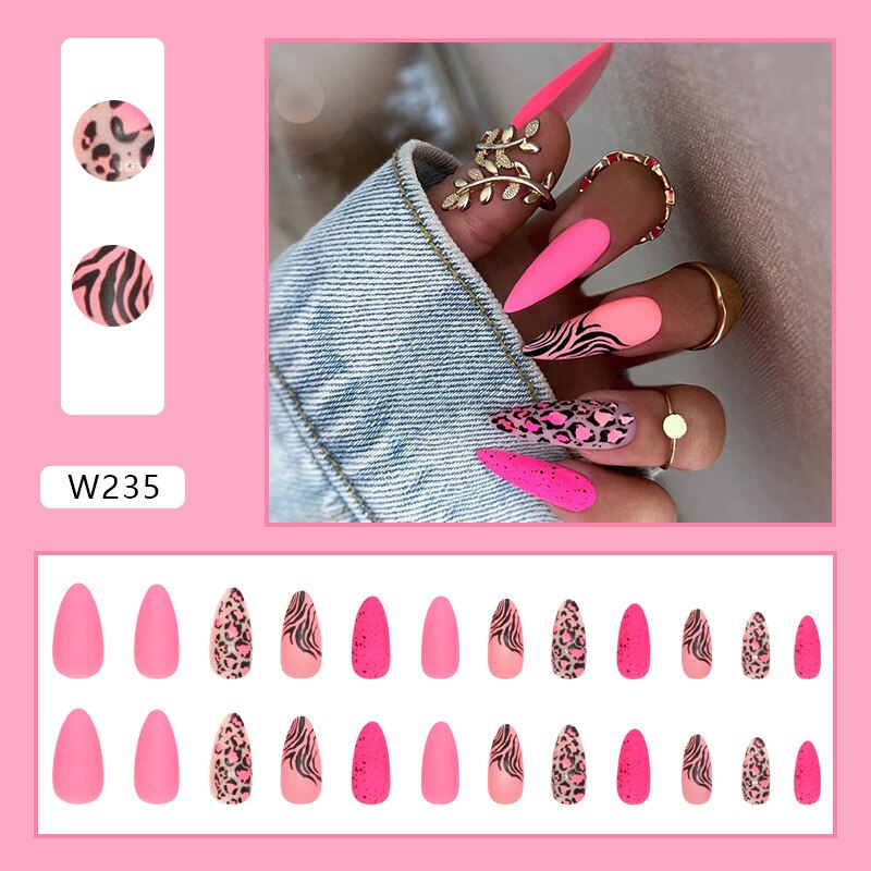 24P Removable Ballerina Press On Nail Art Long Round Head Fake Nails Full Cover Artificial Wearing Reusable False Nails Finished