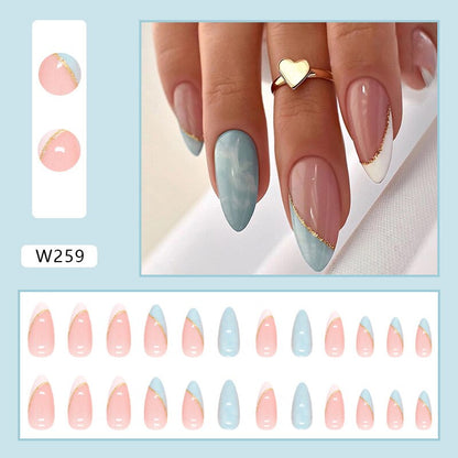 24P Removable Ballerina Press On Nail Art Long Round Head Fake Nails Full Cover Artificial Wearing Reusable False Nails Finished