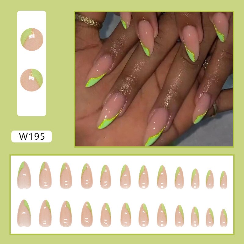 24P Removable Ballerina Press On Nail Art Long Round Head Fake Nails Full Cover Artificial Wearing Reusable False Nails Finished