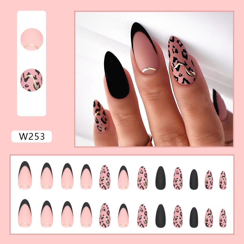 24P Removable Ballerina Press On Nail Art Long Round Head Fake Nails Full Cover Artificial Wearing Reusable False Nails Finished