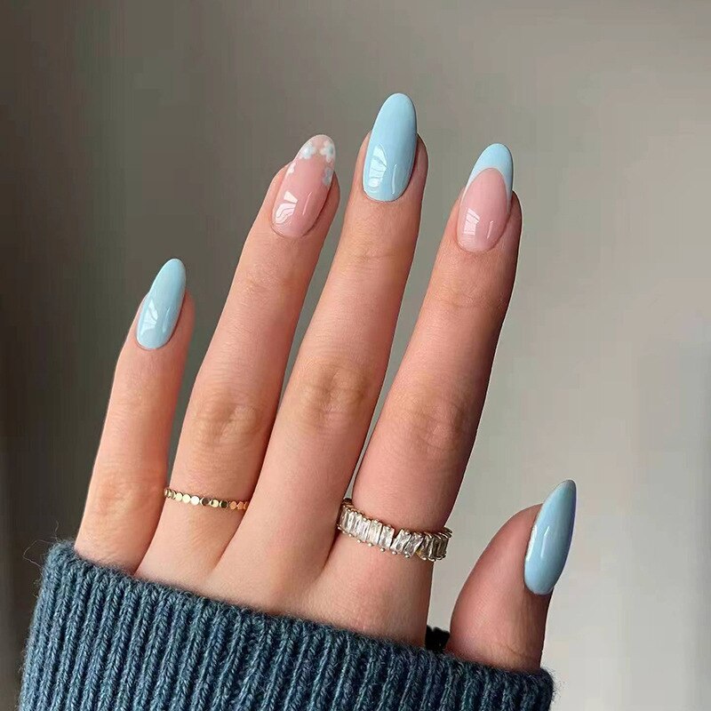 24P Removable Ballerina Press On Nail Art Long Round Head Fake Nails Full Cover Artificial Wearing Reusable False Nails Finished