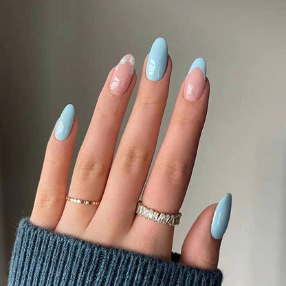 24P Removable Ballerina Press On Nail Art Long Round Head Fake Nails Full Cover Artificial Wearing Reusable False Nails Finished
