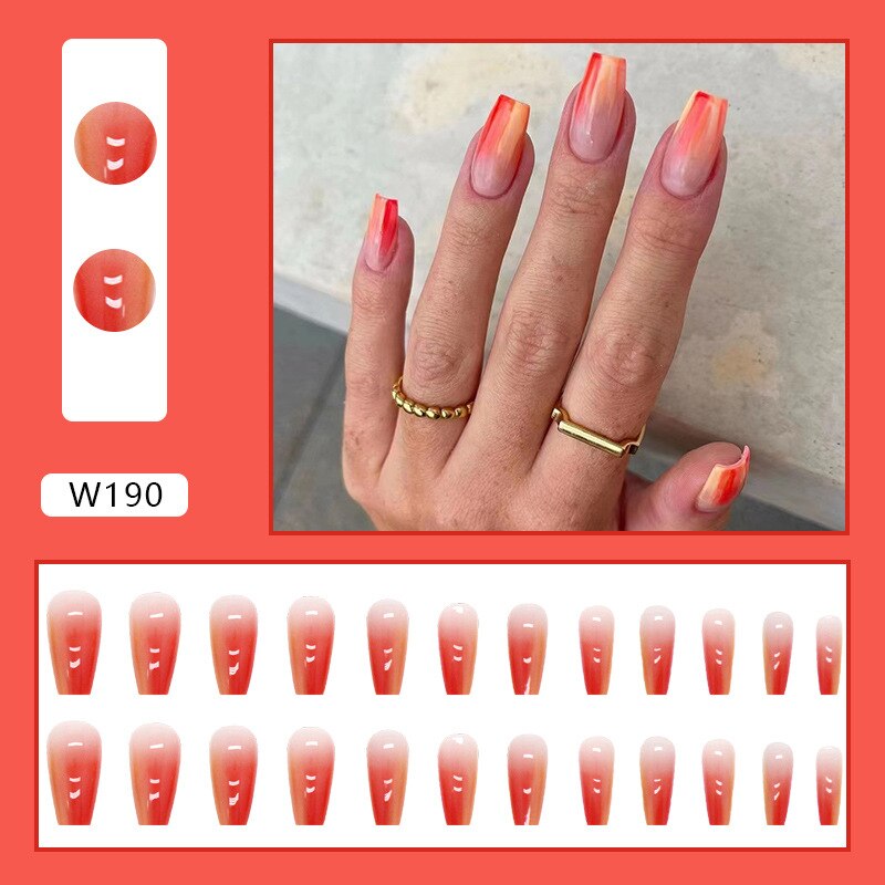 24P Removable Ballerina Press On Nail Art Long Round Head Fake Nails Full Cover Artificial Wearing Reusable False Nails Finished
