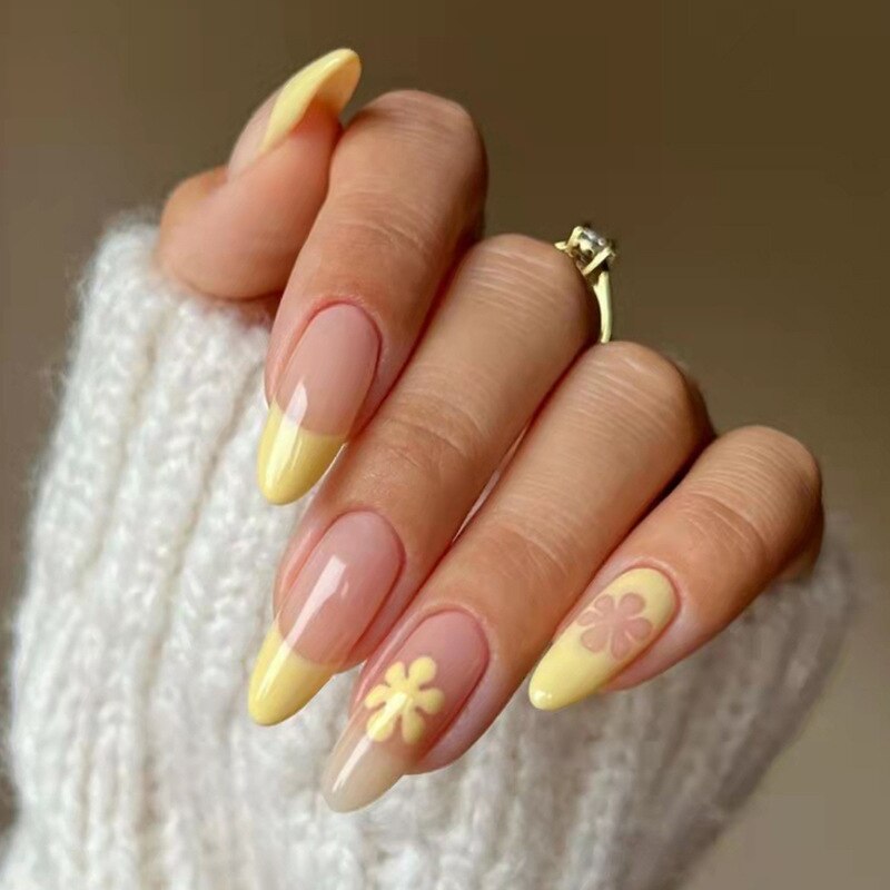 24P Removable Ballerina Press On Nail Art Long Round Head Fake Nails Full Cover Artificial Wearing Reusable False Nails Finished