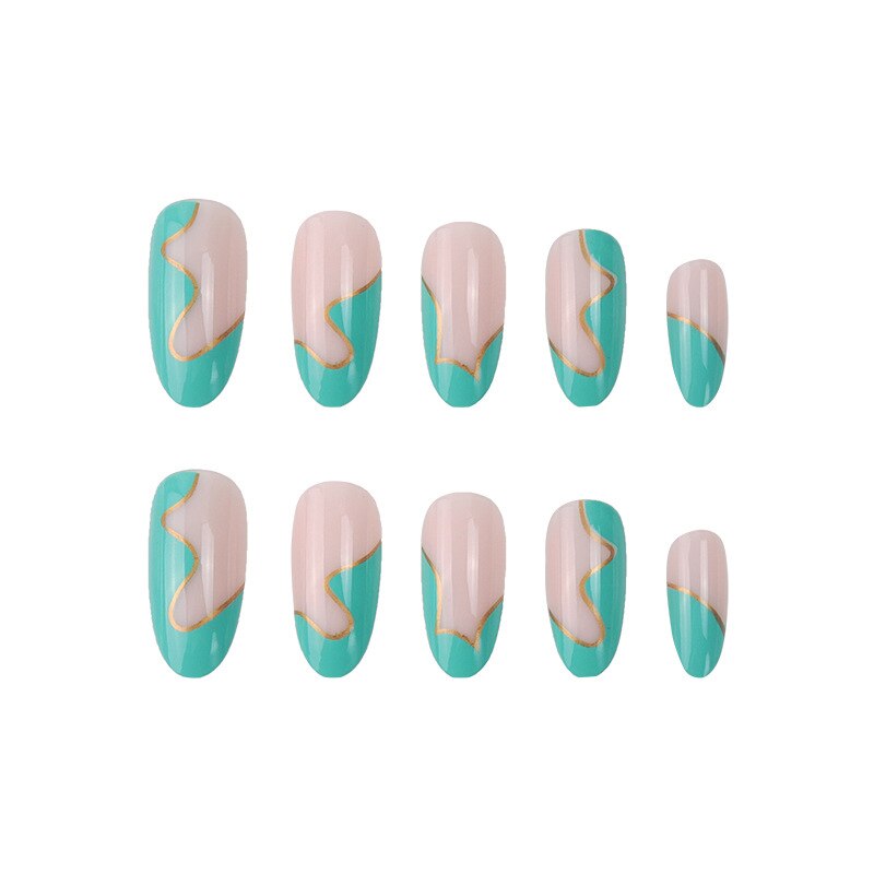 24P Removable Ballerina Press On Nail Art Long Round Head Fake Nails Full Cover Artificial Wearing Reusable False Nails Finished