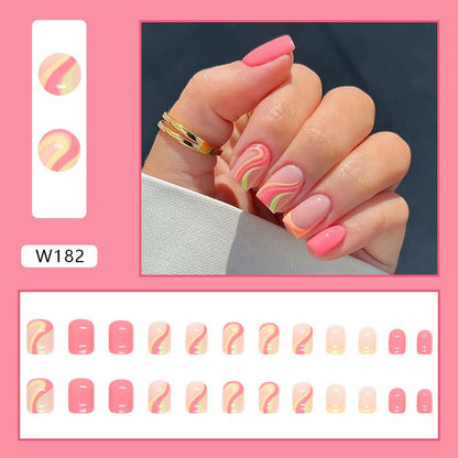 24P Removable Ballerina Press On Nail Art Long Round Head Fake Nails Full Cover Artificial Wearing Reusable False Nails Finished