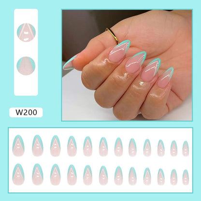 24P Removable Ballerina Press On Nail Art Long Round Head Fake Nails Full Cover Artificial Wearing Reusable False Nails Finished