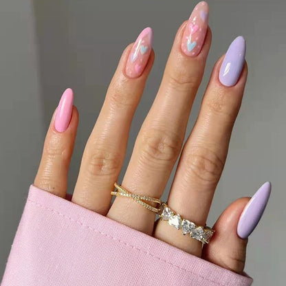 24P Removable Ballerina Press On Nail Art Long Round Head Fake Nails Full Cover Artificial Wearing Reusable False Nails Finished