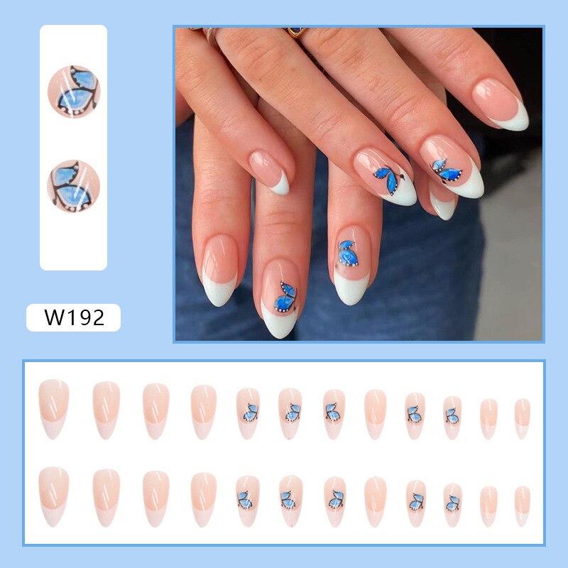 24P Removable Ballerina Press On Nail Art Long Round Head Fake Nails Full Cover Artificial Wearing Reusable False Nails Finished