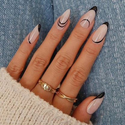 24P Removable Ballerina Press On Nail Art Long Round Head Fake Nails Full Cover Artificial Wearing Reusable False Nails Finished