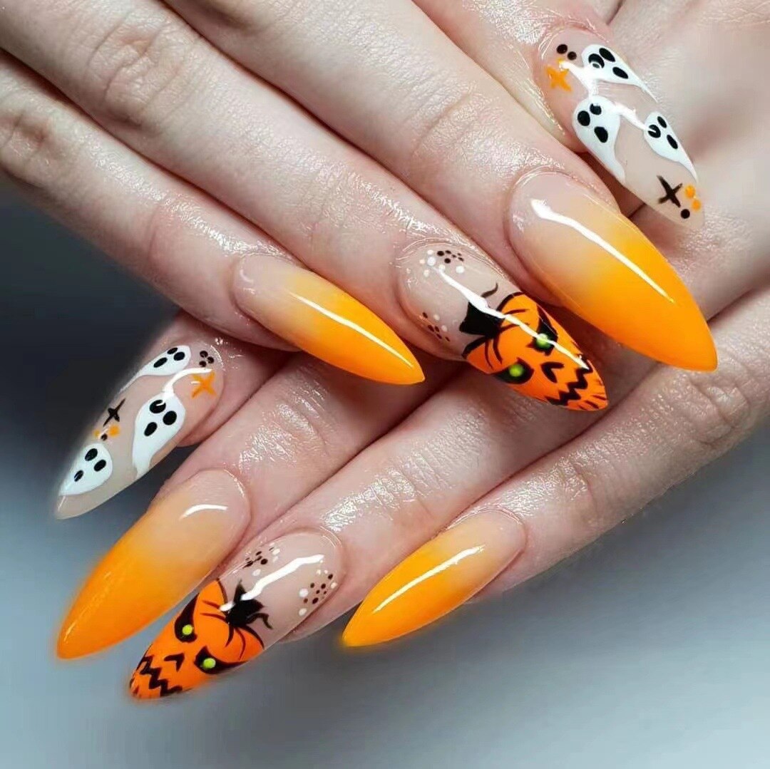 24P Removable Ballerina Press On Nail Art Long Round Head Fake Nails Full Cover Artificial Wearing Reusable False Nails Finished