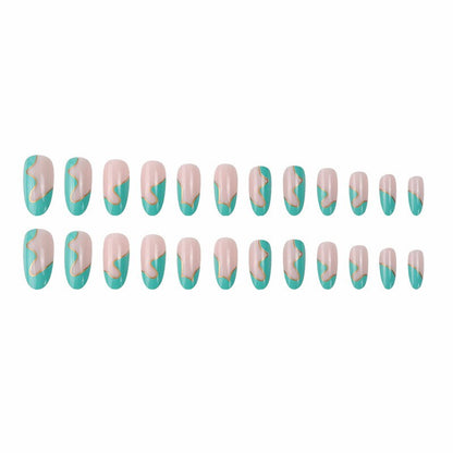 24P Removable Ballerina Press On Nail Art Long Round Head Fake Nails Full Cover Artificial Wearing Reusable False Nails Finished