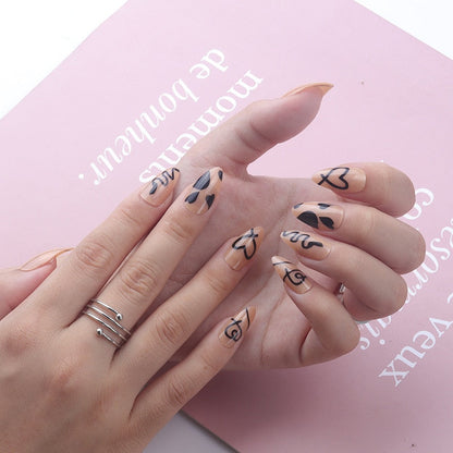 24P Removable Ballerina Press On Nail Art Long Round Head Fake Nails Full Cover Artificial Wearing Reusable False Nails Finished