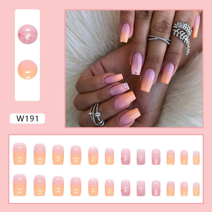 24P Removable Ballerina Press On Nail Art Long Round Head Fake Nails Full Cover Artificial Wearing Reusable False Nails Finished