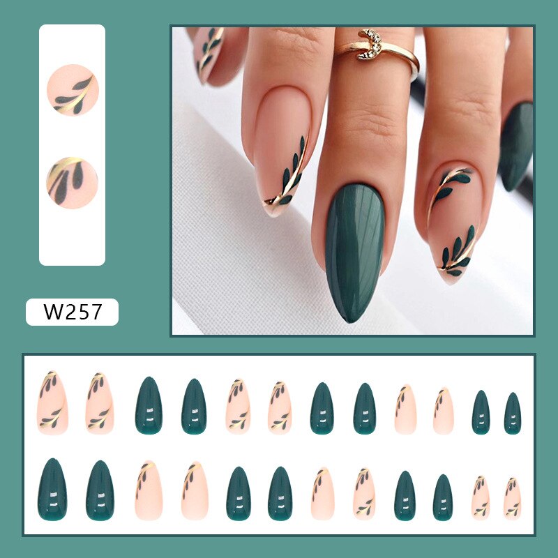 24P Removable Ballerina Press On Nail Art Long Round Head Fake Nails Full Cover Artificial Wearing Reusable False Nails Finished