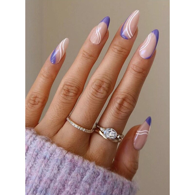 24P Removable Ballerina Press On Nail Art Long Round Head Fake Nails Full Cover Artificial Wearing Reusable False Nails Finished