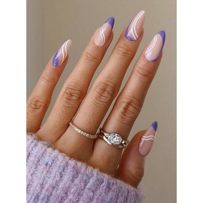 24P Removable Ballerina Press On Nail Art Long Round Head Fake Nails Full Cover Artificial Wearing Reusable False Nails Finished
