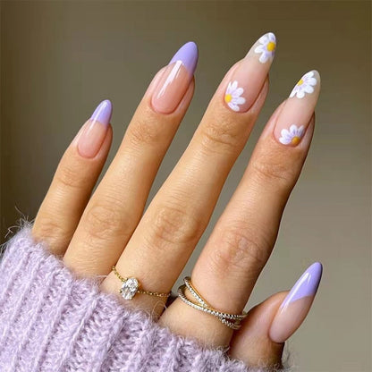 24P Removable Ballerina Press On Nail Art Long Round Head Fake Nails Full Cover Artificial Wearing Reusable False Nails Finished