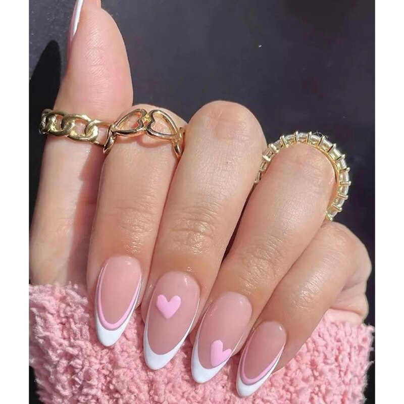 24P Removable Ballerina Press On Nail Art Long Round Head Fake Nails Full Cover Artificial Wearing Reusable False Nails Finished