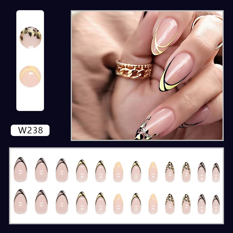 24P Removable Ballerina Press On Nail Art Long Round Head Fake Nails Full Cover Artificial Wearing Reusable False Nails Finished