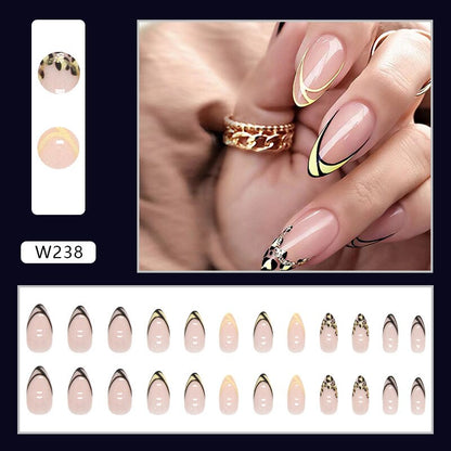 24P Removable Ballerina Press On Nail Art Long Round Head Fake Nails Full Cover Artificial Wearing Reusable False Nails Finished