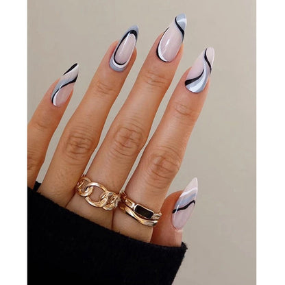 24P Removable Ballerina Press On Nail Art Long Round Head Fake Nails Full Cover Artificial Wearing Reusable False Nails Finished