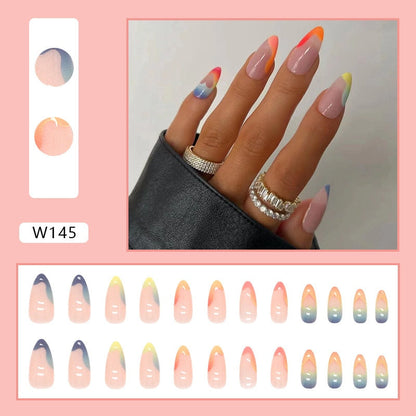 24P Removable Ballerina Press On Nail Art Long Round Head Fake Nails Full Cover Artificial Wearing Reusable False Nails Finished