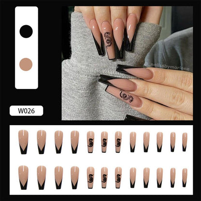 24Pcs/Box White French Fake Nails Press on Long XL Length Rhinestone Design False Nails Full Cover Acrylic Nail Tips