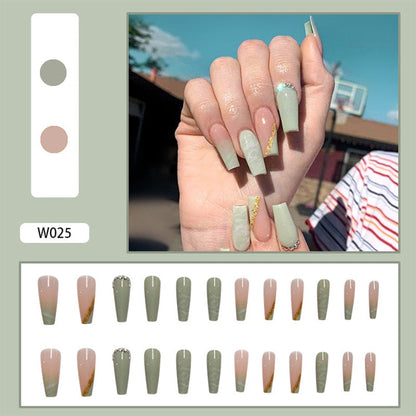 24Pcs/Box White French Fake Nails Press on Long XL Length Rhinestone Design False Nails Full Cover Acrylic Nail Tips