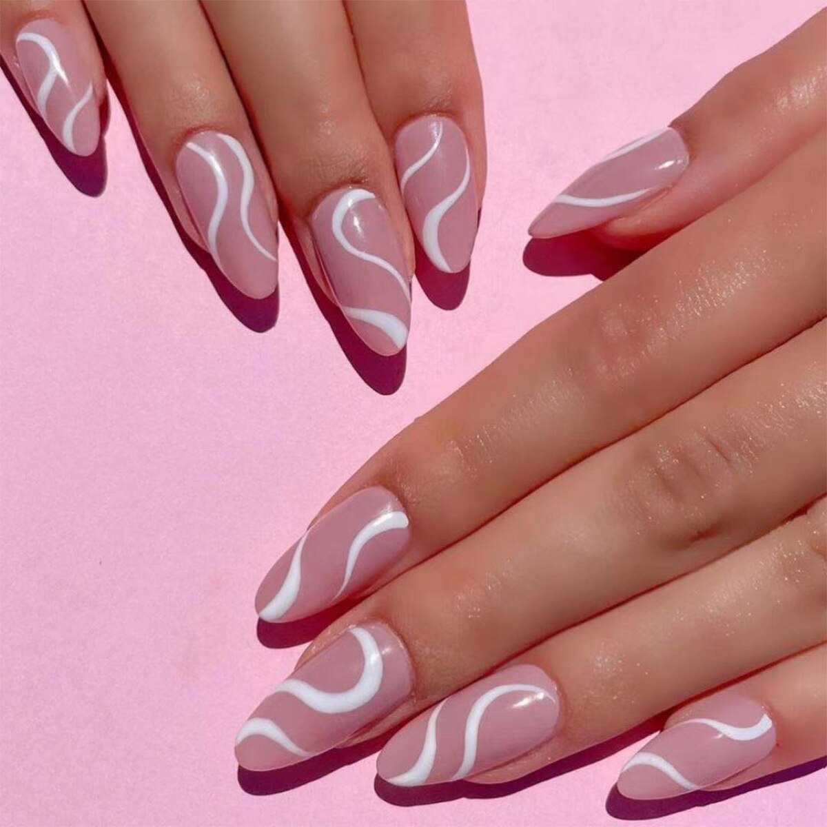24Pcs/Box White French Fake Nails Press on Long XL Length Rhinestone Design False Nails Full Cover Acrylic Nail Tips