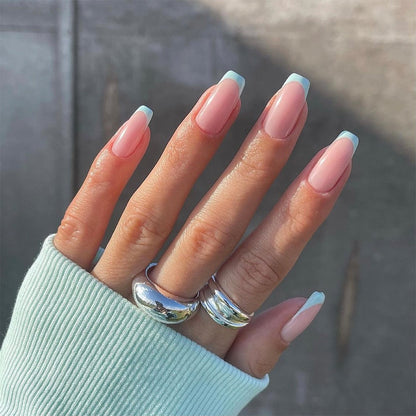24Pcs/Box White French Fake Nails Press on Long XL Length Rhinestone Design False Nails Full Cover Acrylic Nail Tips