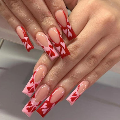 24Pcs Christmas Exclusive False Nails Wearable Long Xmas Style Fake Nails Elk Snowflake Design Full Cover Press on Nail tips