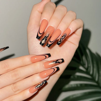 24Pcs Christmas Exclusive False Nails Wearable Long Xmas Style Fake Nails Elk Snowflake Design Full Cover Press on Nail tips
