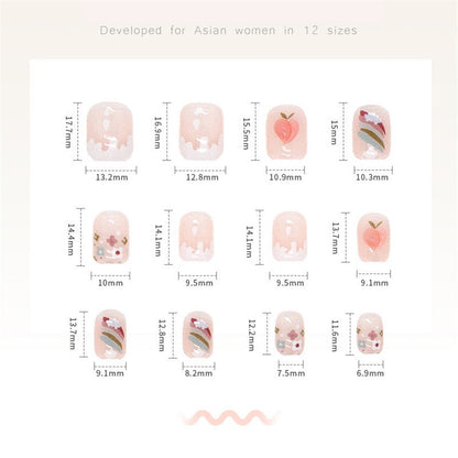 24Pcs Detachable False Nails Rhinestones Blue Wearable Fake Nails Full Cover Nail Tips Fake Nail with Moon Design Press on Nails