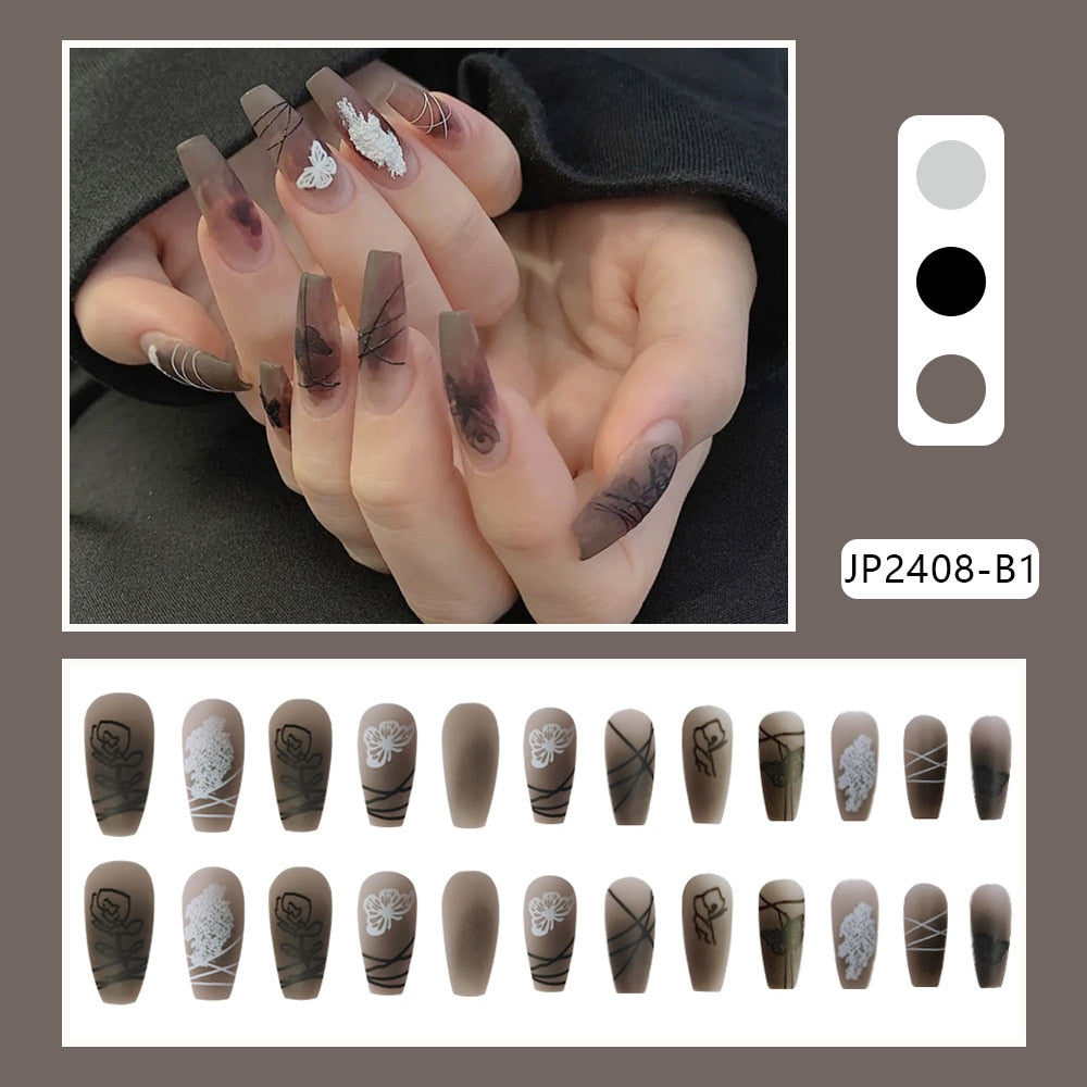 24Pcs Glitter Pink Fake Nails Press on French Set almond Cute Nail Art korean Fake Nails Acrylic Full Cover Tips with Glue