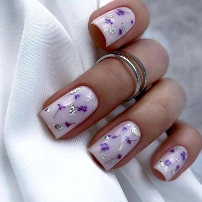 24Pcs Long Ballet False Nails Black Butterfly with French Design Wearable Fake Nails Simple Full Cover Press on Nail Tips Art