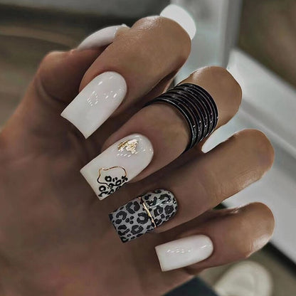 24Pcs Long Ballet False Nails Black Butterfly with French Design Wearable Fake Nails Simple Full Cover Press on Nail Tips Art