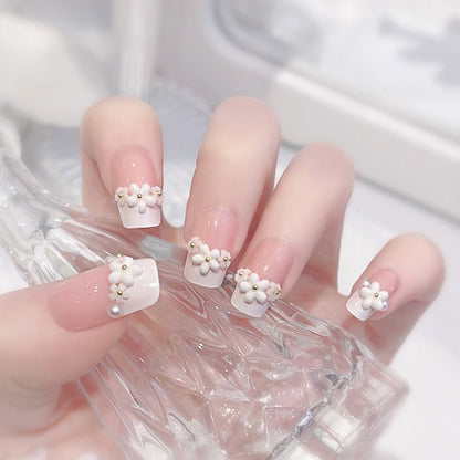 24Pcs Long Coffin Square False Nails Ballet Fake Nails Press on Nails Black Heart Rhinestone Design Glitter Full Cover Nail Tips