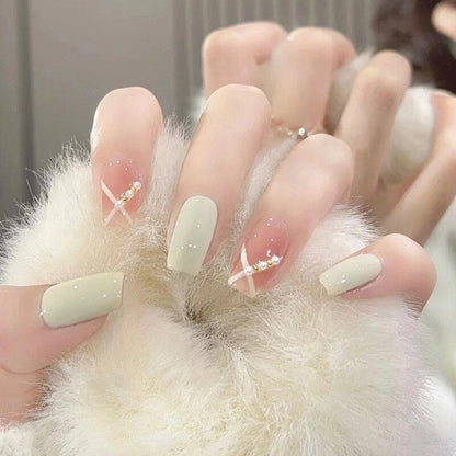 24Pcs Long Coffin Square False Nails Ballet Fake Nails Press on Nails Black Heart Rhinestone Design Glitter Full Cover Nail Tips