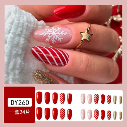 24Pcs Marble Gradient Long Coffin False Nails Full Cover Nail Tips Press Glue Detachable Wearable Gold Foil Ballerina Fake Nails
